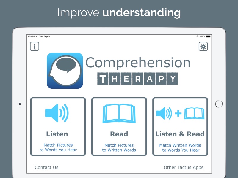 therapy app that targets auditory and reading comprehension of