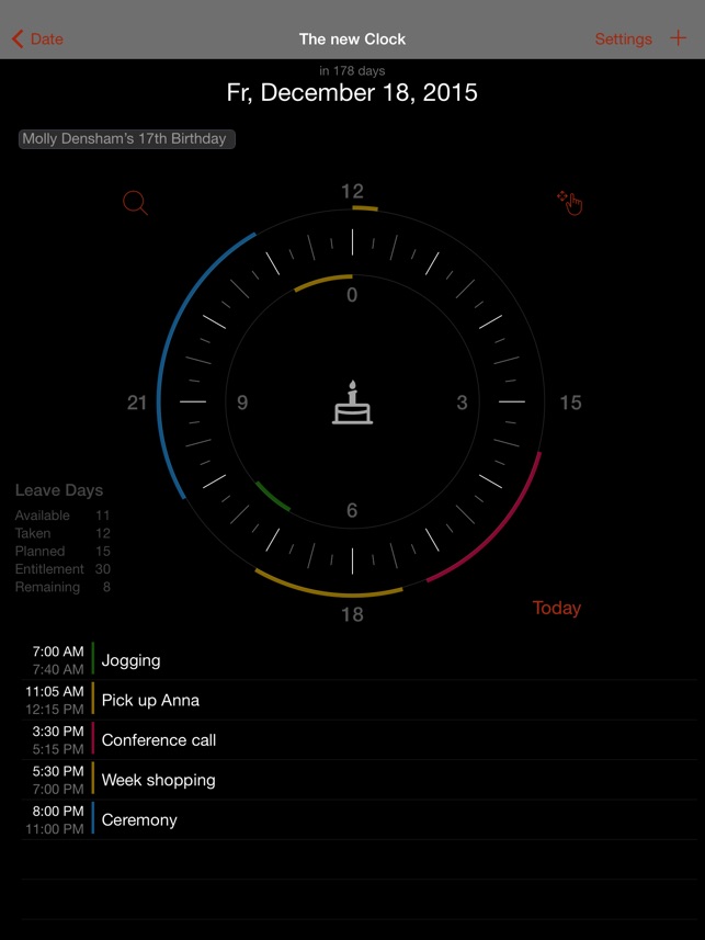 Jiffies - Calendar in the watch Screenshot