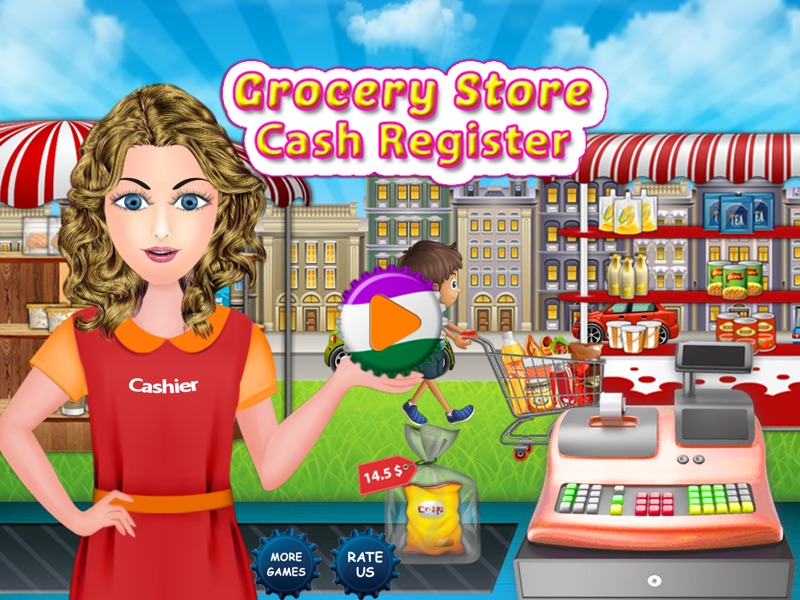 grocery store cash register - shopping girl mall