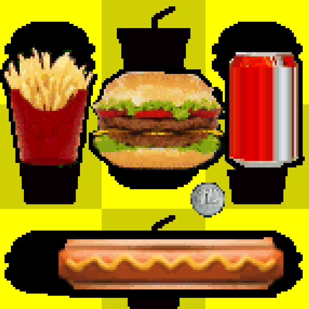 a Crazy Burgers Bar Breaker ! Soda, Fries and Burgers ! Select the Menu !