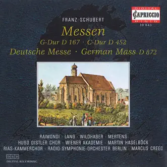 Schubert: Masses Nos. 2 and 4 - Deutsche Messe, D. 872 by Helmut Wildhaber, Hugo Distler Choir, Elisabeth Lang, Ildikò Raimondi, Klaus Mertens, Martin Haselbock, Vienna Academy Orchestra, RIAS Chamber Chorus, Celina Lindsley, Rundfunk-Sinfonieorchester Berlin, Werner Hollweg, Gabriele Schreckenbach, Marcus Creed & Walton Gronroos album reviews, ratings, credits