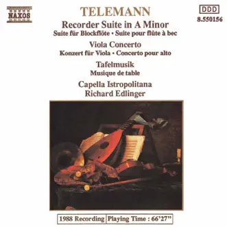 Telemann: Recorder Suite in A Minor, Viola Concerto, Tafelmusik: 2 Concerti by Richard Edlinger, Capella Istropolitana, Ladislav Kyselak, Jiří Stivin, Anna Hoelblingova, Alexander Jablokov, Quido Holbling, Bedrich Tylsar & Zdenek Tylsar album reviews, ratings, credits