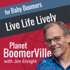 Planet BoomerVille for baby boomers with Jim Enright artwork