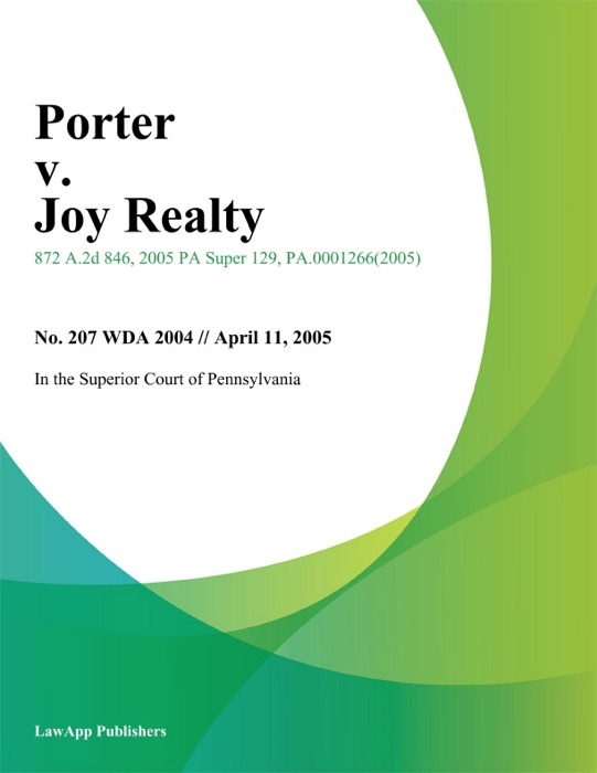 Porter v. Joy Realty