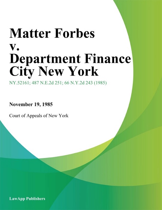 Matter Forbes v. Department Finance City New York
