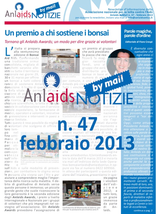 Anlaids Notizie ByMail n. 47 - febbraio 2013