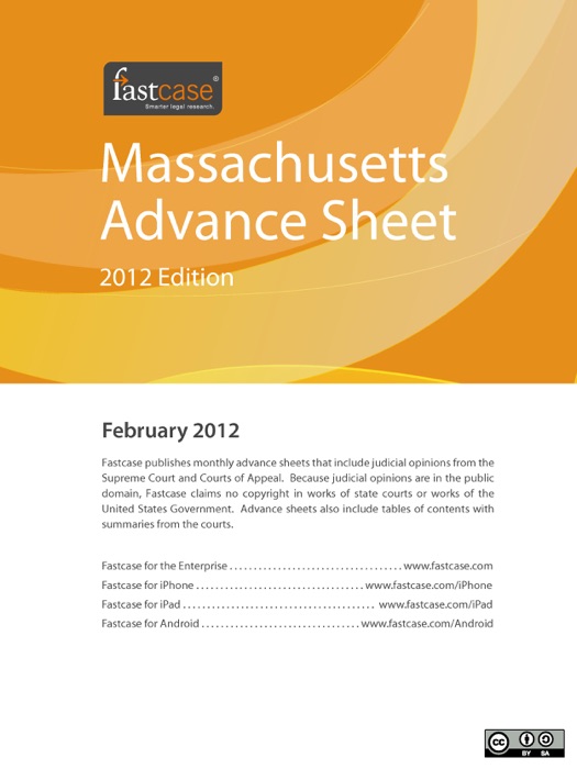 Massachusetts Advance Sheet February 2012