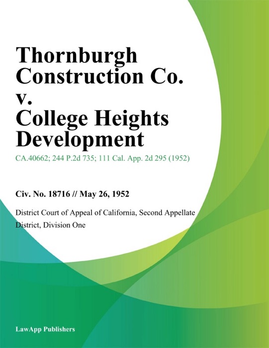 Thornburgh Construction Co. v. College Heights Development