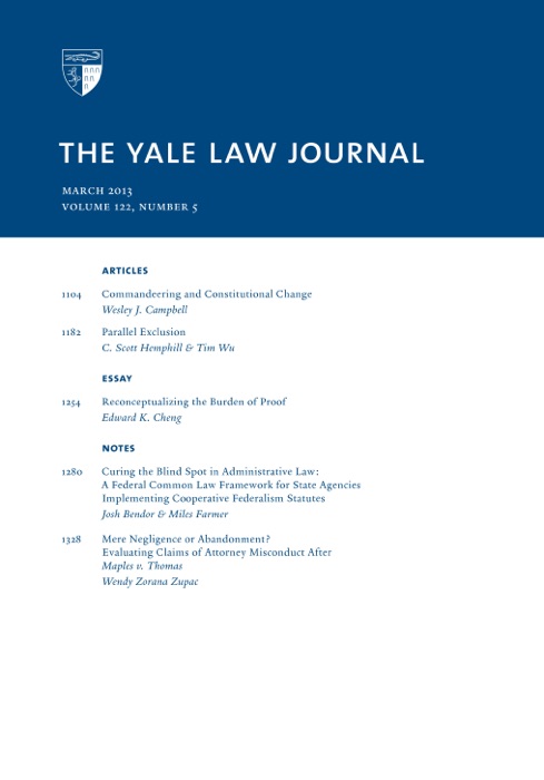 Yale Law Journal: Volume 122, Number 5 - March 2013