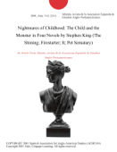 Nightmares of Childhood: The Child and the Monster in Four Novels by Stephen King (The Shining; Firestarter; It; Pet Sematary) - revista de la Asociacion Espanola de Estudios Anglo-Norteamericanos Atlantis