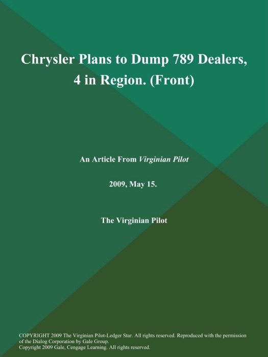 Chrysler Plans to Dump 789 Dealers, 4 in Region (Front)