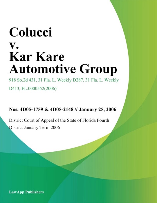 Colucci v. Kar Kare Automotive Group