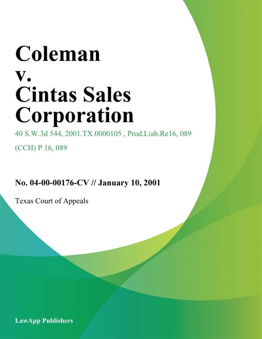 Coleman v. Cintas Sales Corporation