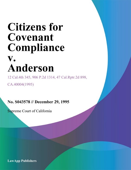 Citizens For Covenant Compliance V. Anderson