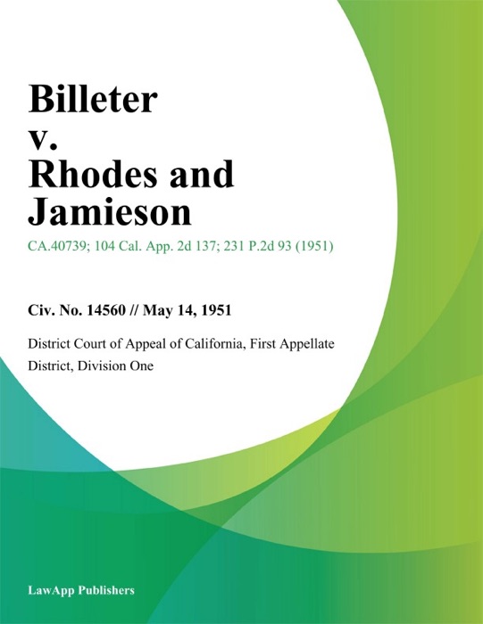 Billeter V. Rhodes And Jamieson
