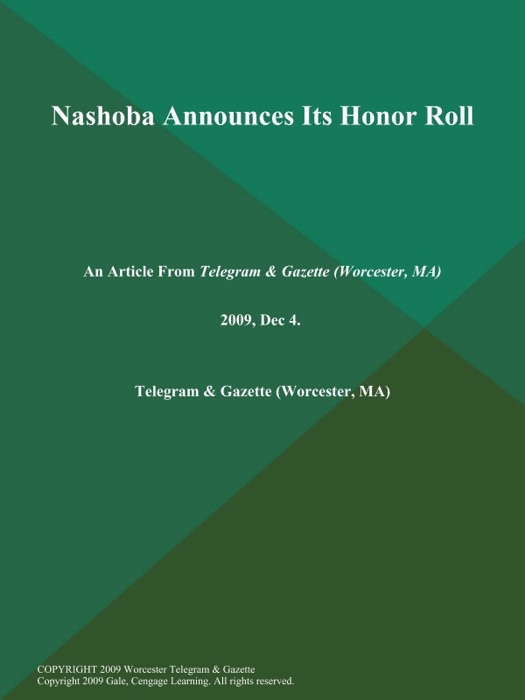 Nashoba Announces Its Honor Roll