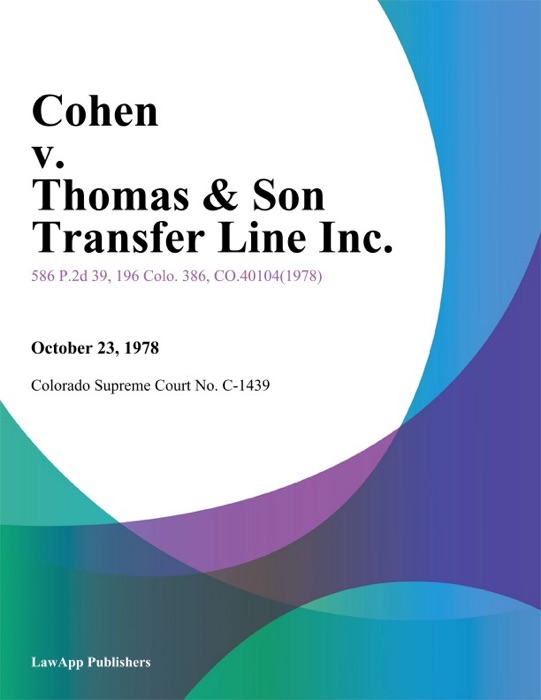 Cohen v. Thomas & Son Transfer Line Inc.