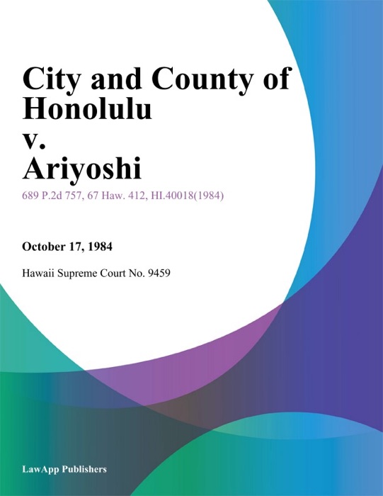 City And County Of Honolulu V. Ariyoshi