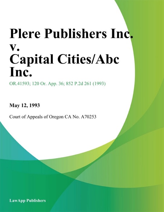Plere Publishers Inc. v. Capital Cities/Abc Inc.