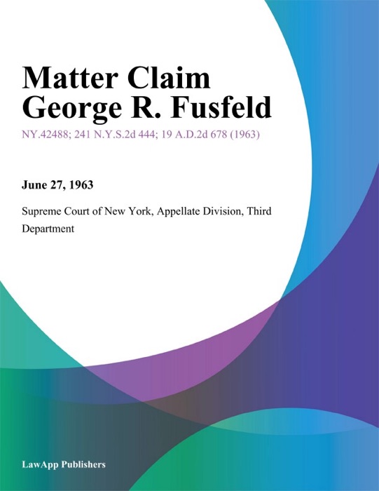 Matter Claim George R. Fusfeld