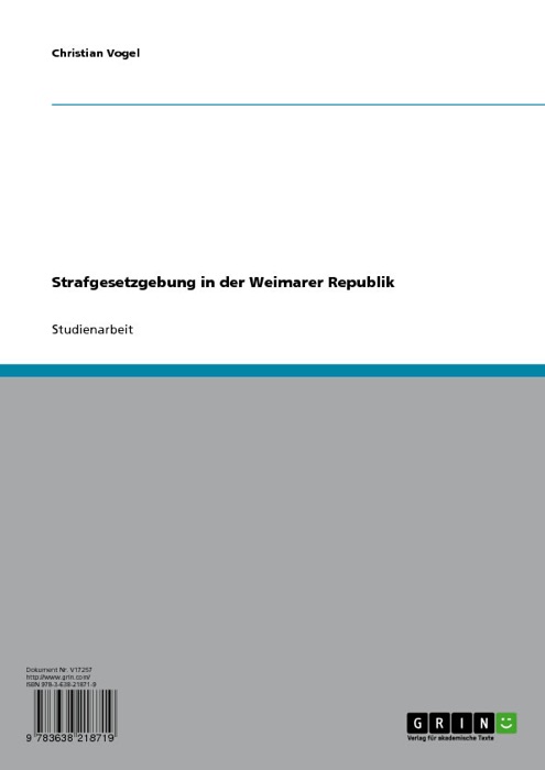 Strafgesetzgebung in der Weimarer Republik