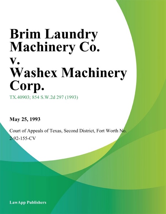 Brim Laundry Machinery Co. v. Washex Machinery Corp.