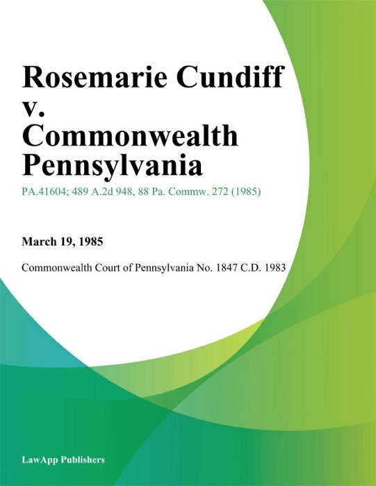 Rosemarie Cundiff v. Commonwealth Pennsylvania