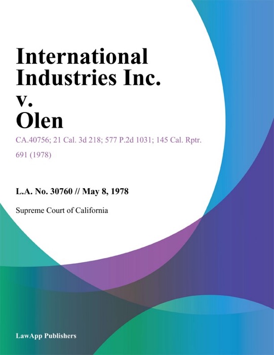 International Industries Inc. V. Olen