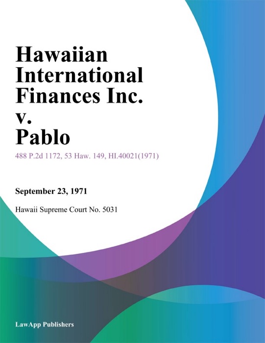 Hawaiian International Finances Inc. V. Pablo