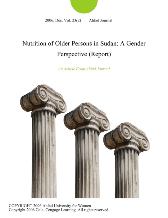 Nutrition of Older Persons in Sudan: A Gender Perspective (Report)