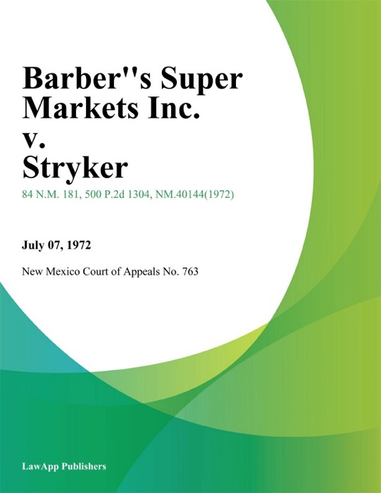 Barber''s Super Markets Inc. V. Stryker