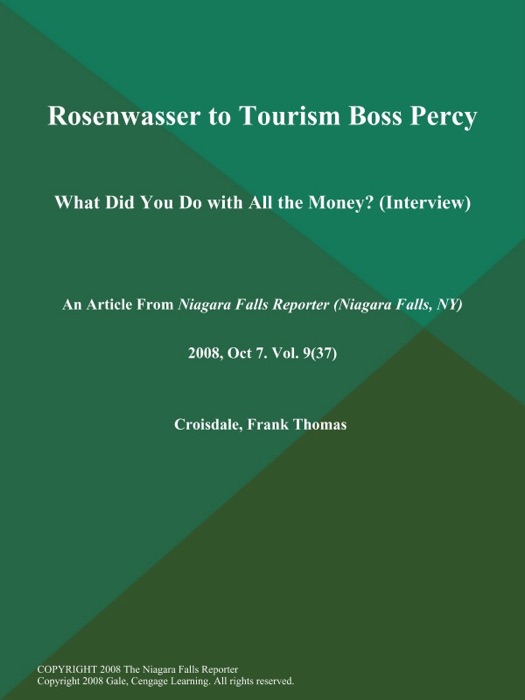 Rosenwasser to Tourism Boss Percy: What Did You Do with All the Money? (Interview)