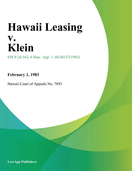 Hawaii Leasing V. Klein