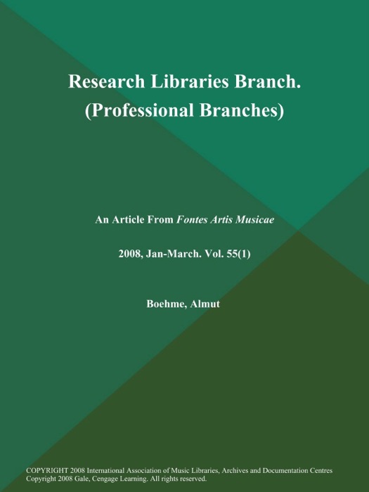 Research Libraries Branch (Professional Branches)