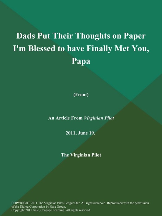 Dads Put Their Thoughts on Paper I'm Blessed to have Finally Met You, Papa (Front)