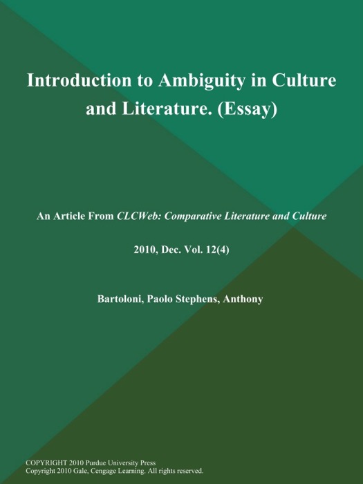 Introduction to Ambiguity in Culture and Literature (Essay)