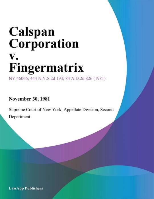 Calspan Corporation v. Fingermatrix