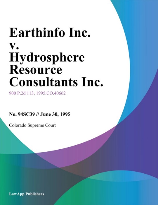 Earthinfo Inc. V. Hydrosphere Resource Consultants Inc.