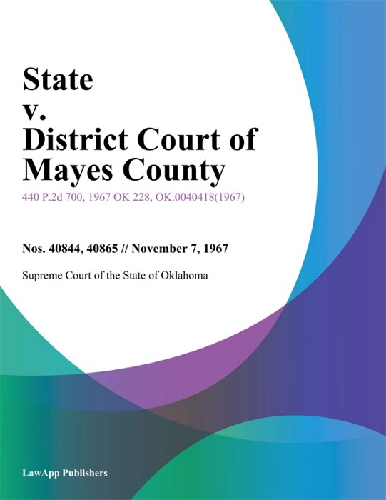 State v. District Court of Mayes County