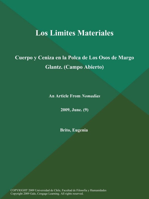 Los Limites Materiales: Cuerpo y Ceniza en la Polca de Los Osos de Margo Glantz (Campo Abierto)