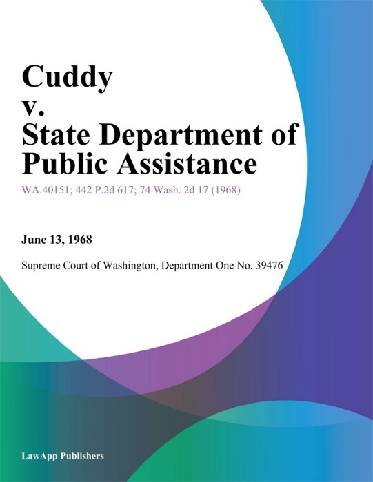 Cuddy v. State Department of Public Assistance