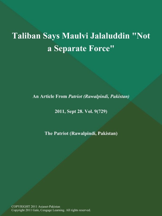 Taliban Says Maulvi Jalaluddin 