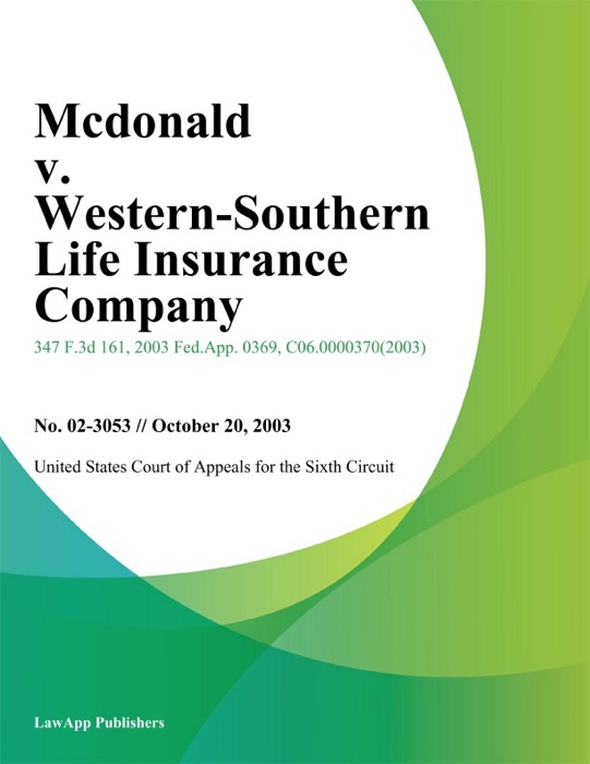 Mcdonald V. Western-Southern Life Insurance Company