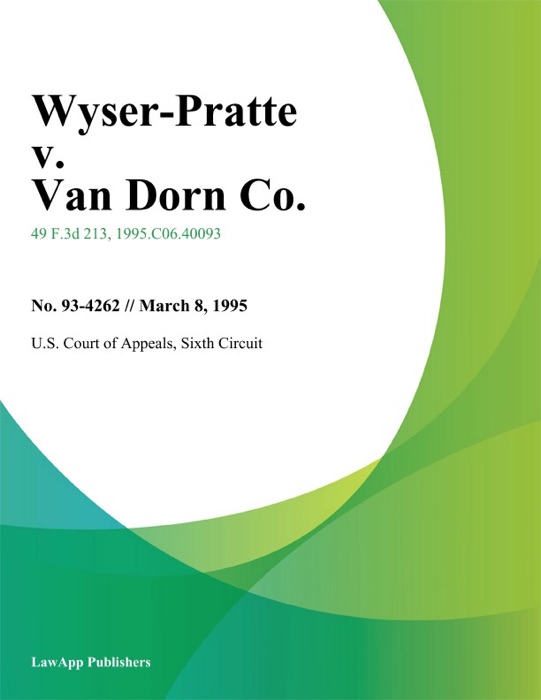 Wyser-Pratte v. Van Dorn Co.
