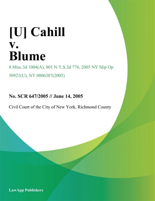 Cahill v. Blume