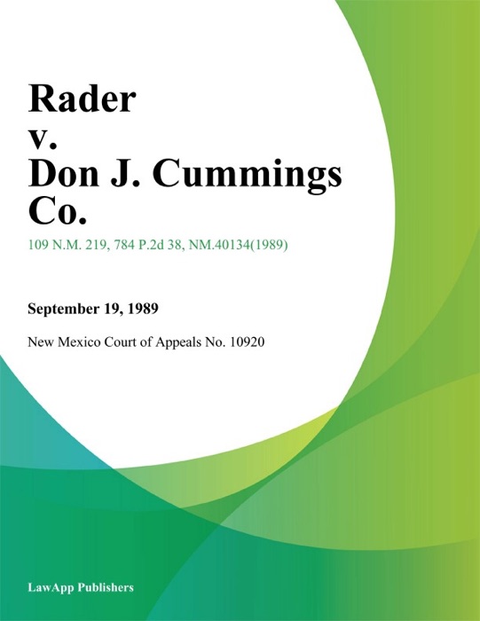 Rader V. Don J. Cummings Co.