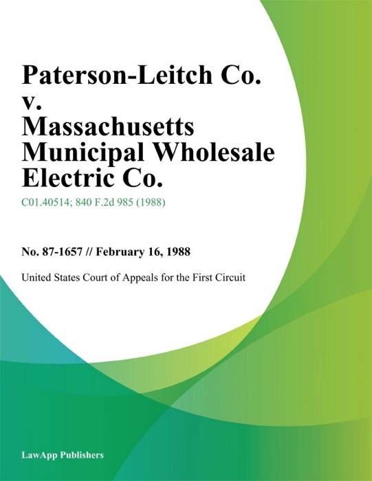 Paterson-Leitch Co. v. Massachusetts Municipal Wholesale Electric Co.