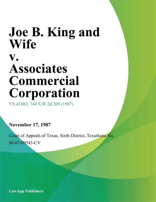 Joe B. King and Wife v. Associates Commercial Corporation