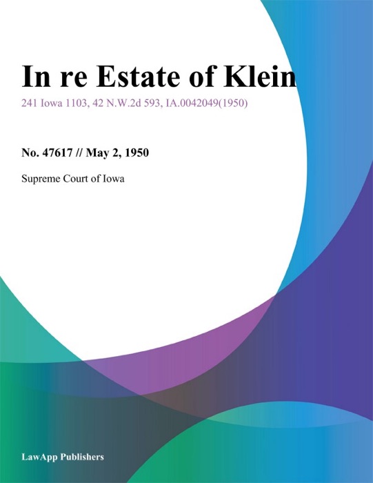 In Re Estate Of Klein