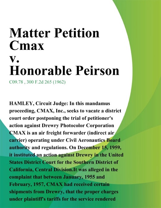 Matter Petition Cmax v. Honorable Peirson
